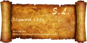 Sigmond Lili névjegykártya